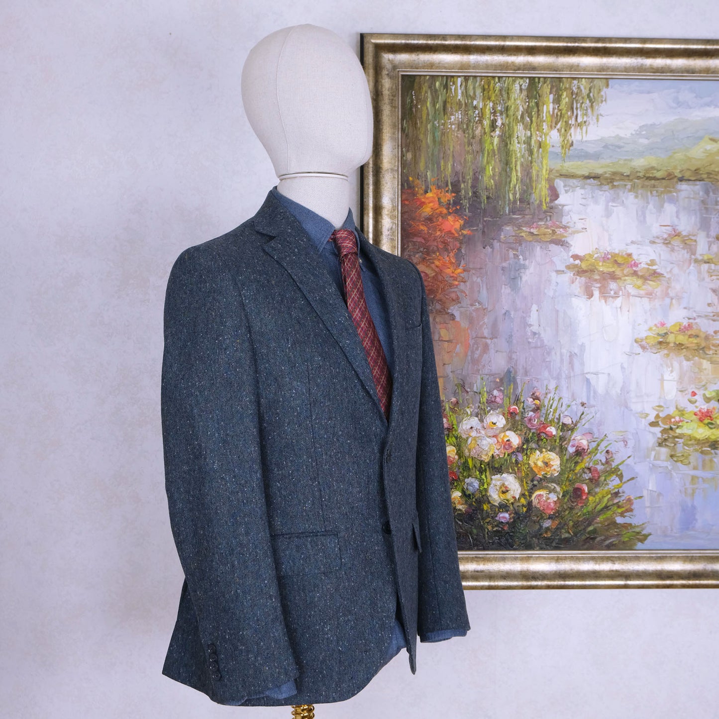 Lubiam, handsome blue donegal tweed suit, size 36UK or 38UK