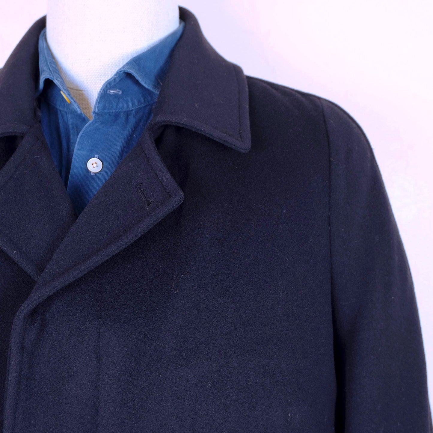 Luciano Barbera, blue wool coat, size 48EU, with fur lining