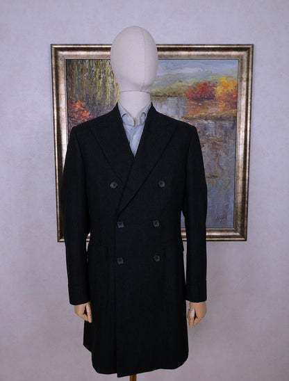 Mabro, tumma villakangastakki, koko 50, hoikka, harvinainen ulster-malli