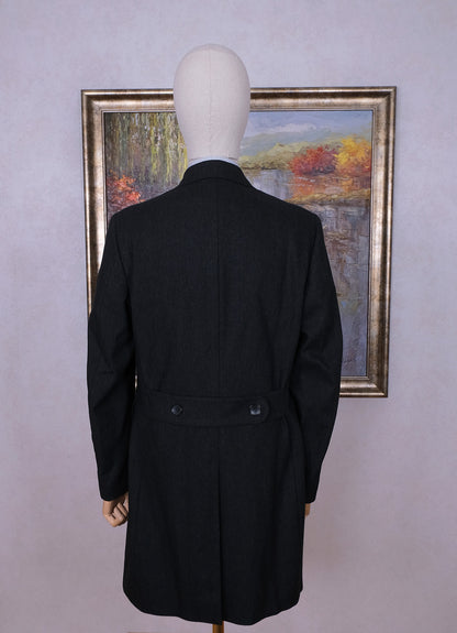 Mabro, tumma villakangastakki, koko 50, hoikka, harvinainen ulster-malli