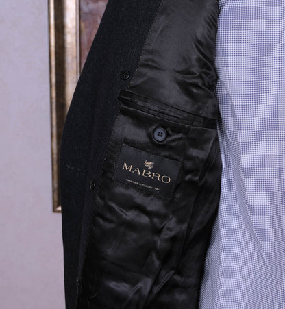 Mabro, tumma villakangastakki, koko 50, hoikka, harvinainen ulster-malli