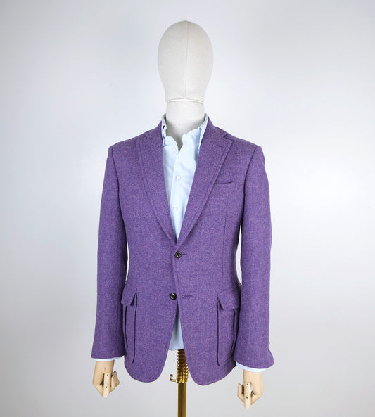 d'Avenza, hand made purple tweed jacket, size 48EU