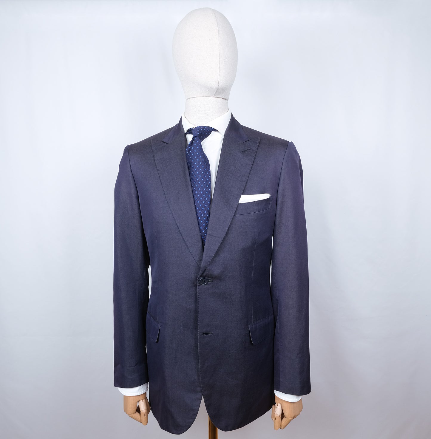 Brioni, sininen käsintehty irtotakki, koko 50, silkkiä ja puuvillaa