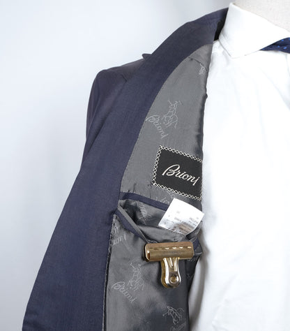 Brioni, sininen käsintehty irtotakki, koko 50, silkkiä ja puuvillaa