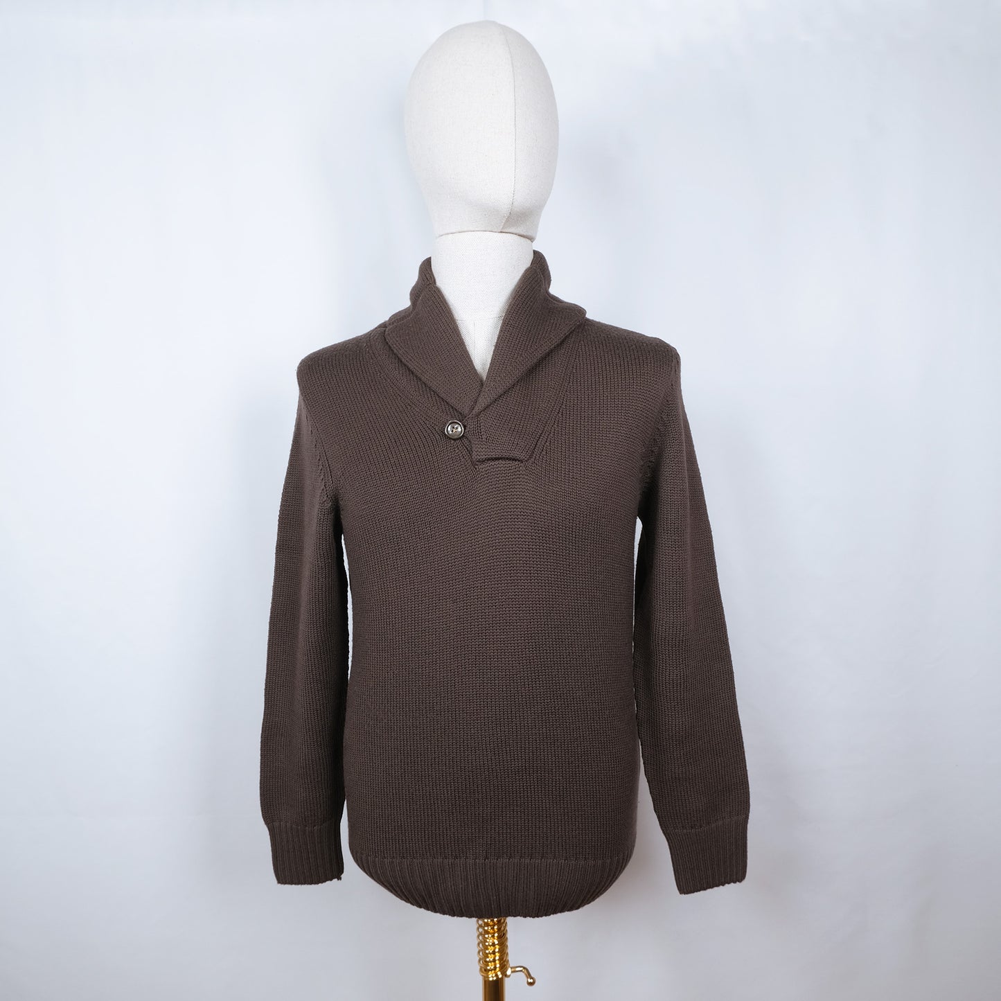 Drumohr, brown shawl collar jumper, size S, thick