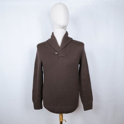Drumohr, brown shawl collar jumper, size S, thick