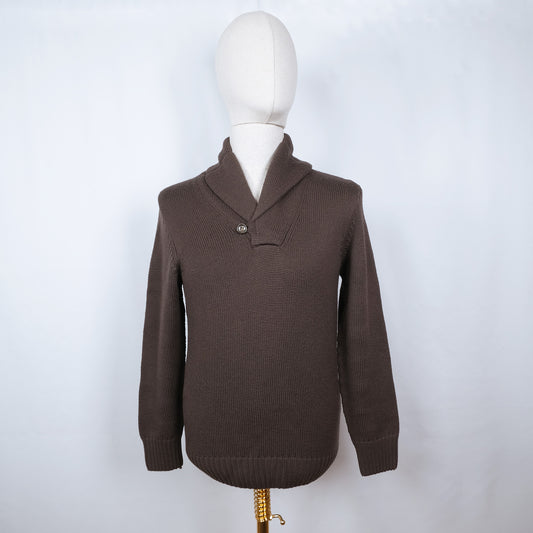 Drumohr, brown shawl collar jumper, size S, thick