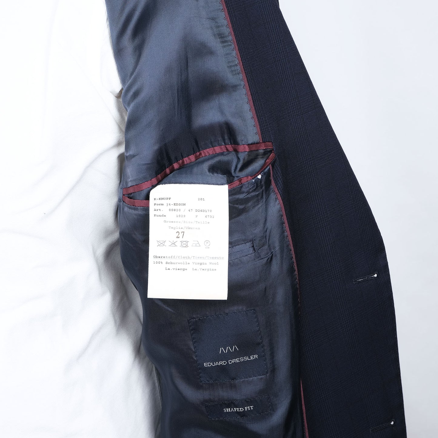 Eduard Dressler, navy suit, size 54EU, with belly