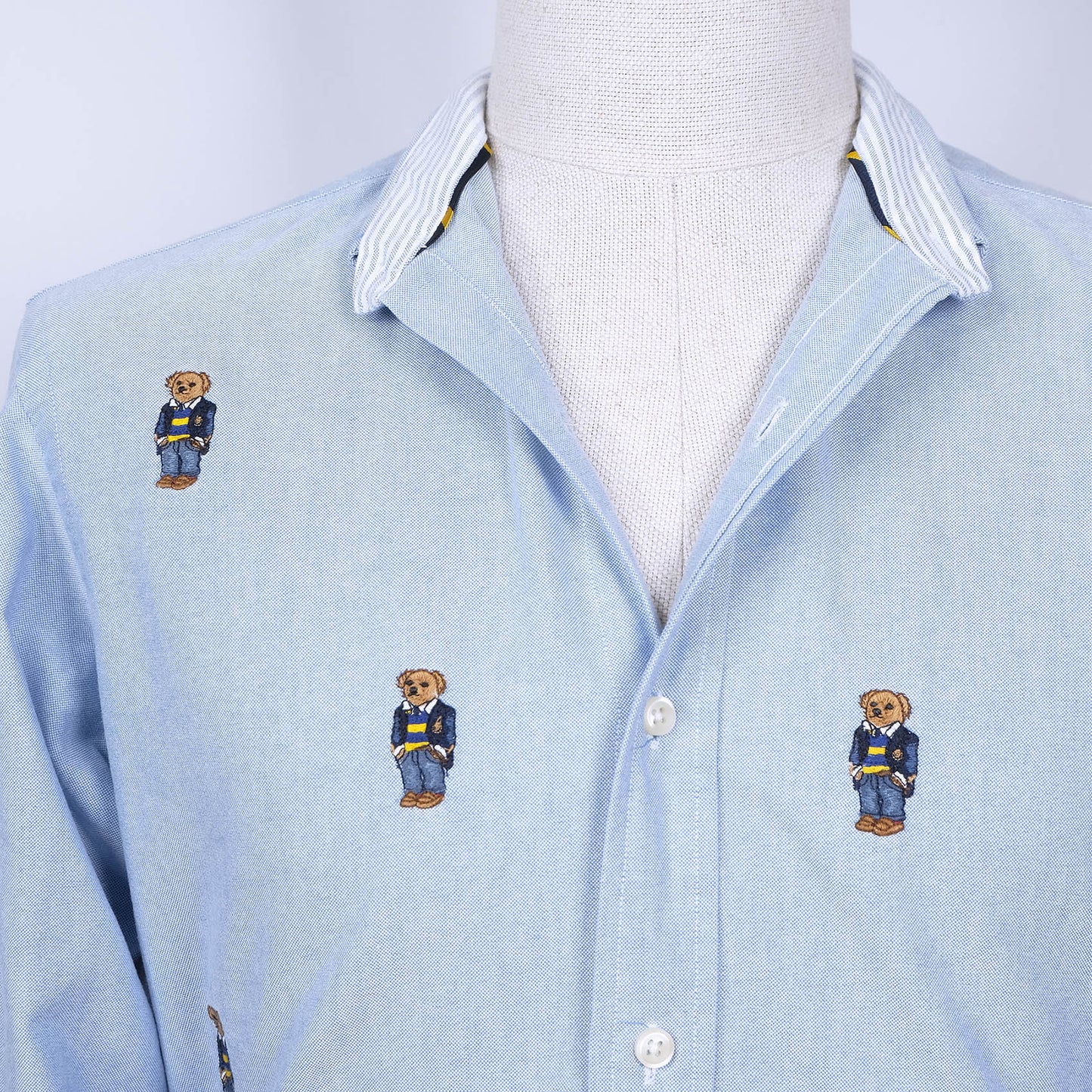 Polo Ralph Lauren, sininen kauluspaita, koko M, nallekuvio