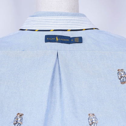Polo Ralph Lauren, sininen kauluspaita, koko M, nallekuvio