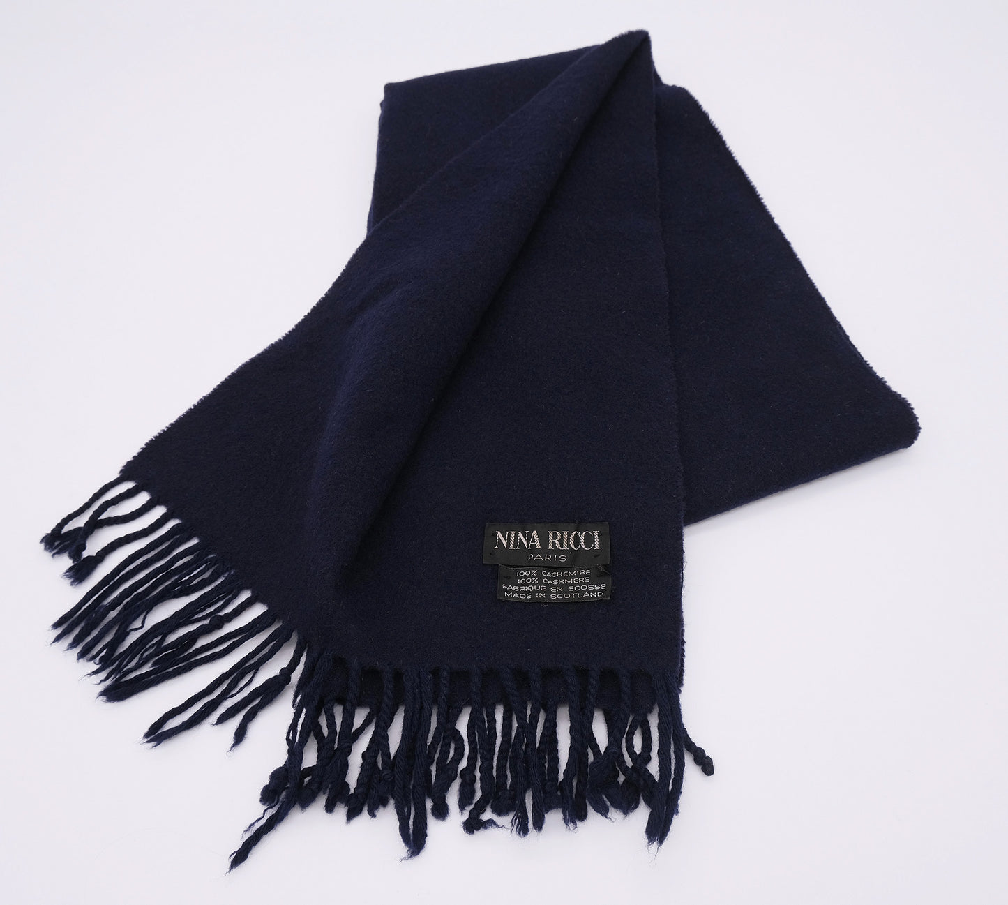 Nina Ricci, blue scarf, cashmere wool, vintage
