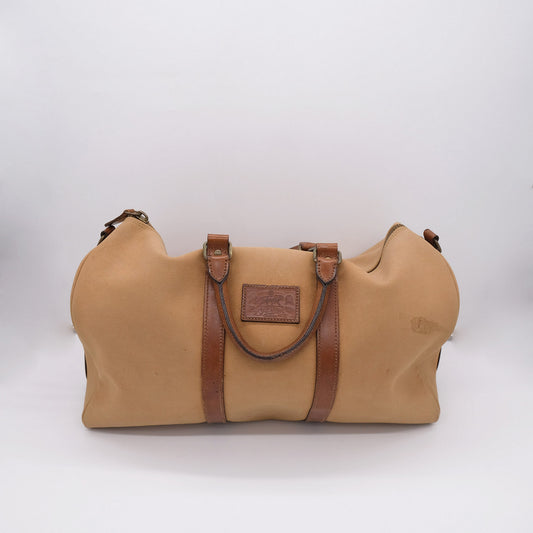 Polo Ralph Lauren, tan weekend bag, canvas and leather