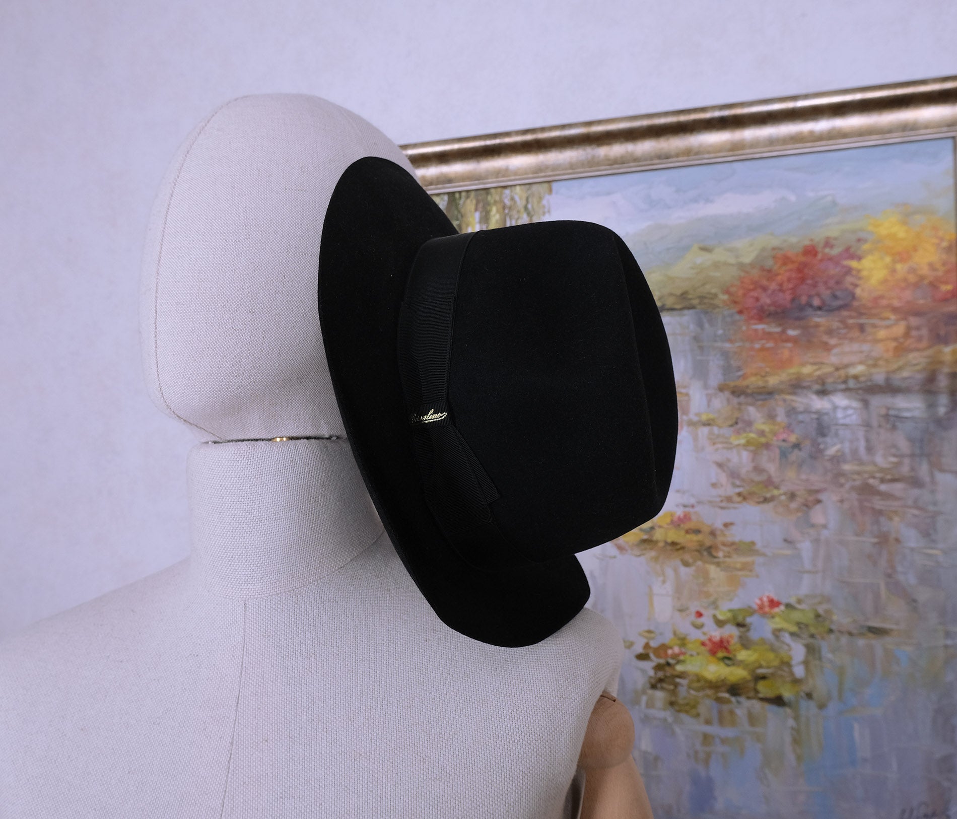 Borsalino, black fedora hat, size 59, fur felt – Pukimo Raivio