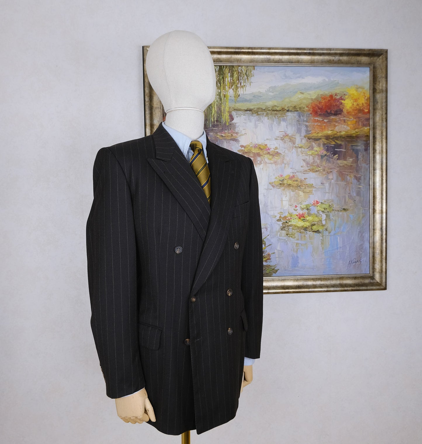 Braun Hamburg, brown stripe suit, size 44UK, hand made in Germany