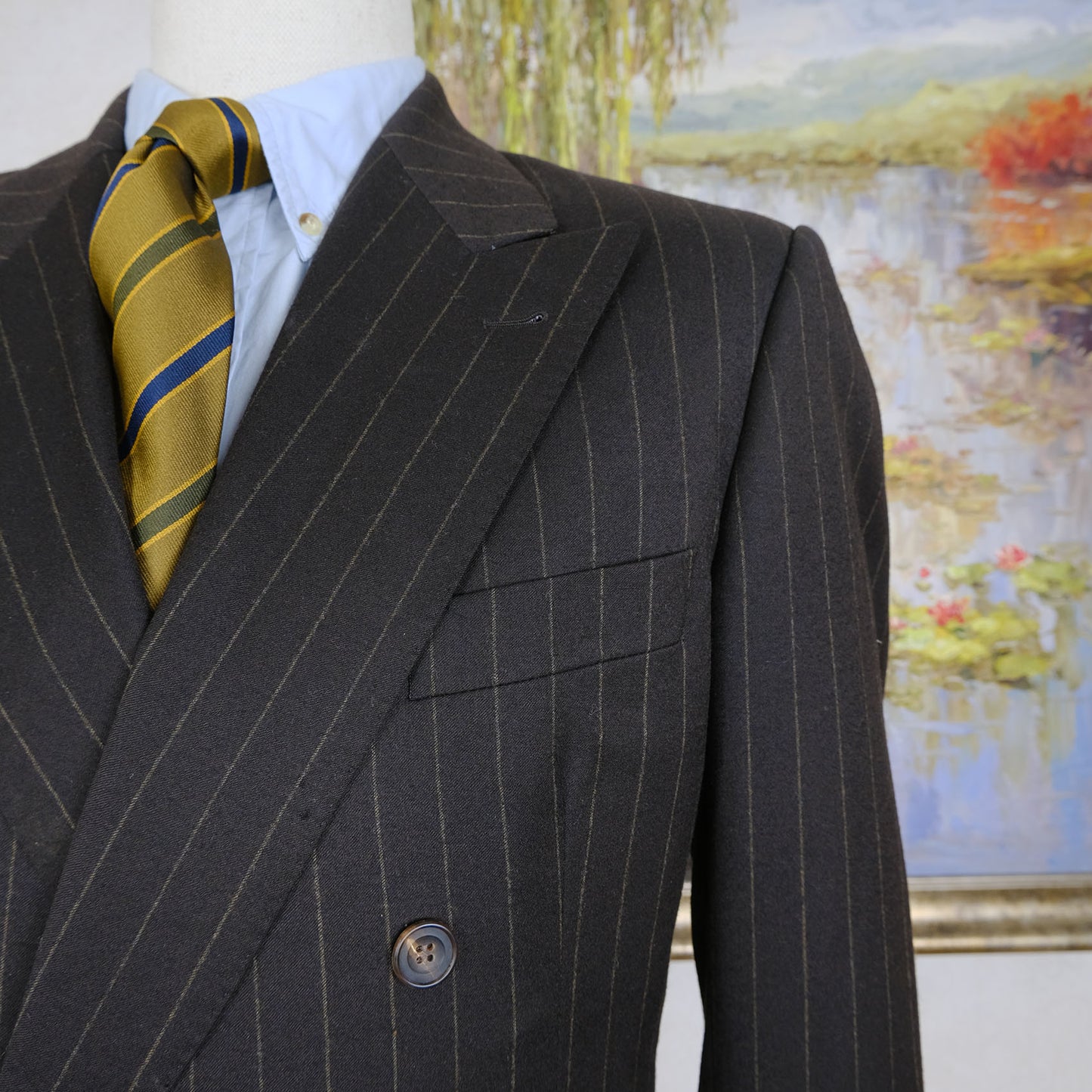 Braun Hamburg, brown stripe suit, size 44UK, hand made in Germany