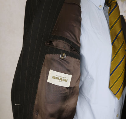 Braun Hamburg, brown stripe suit, size 44UK, hand made in Germany