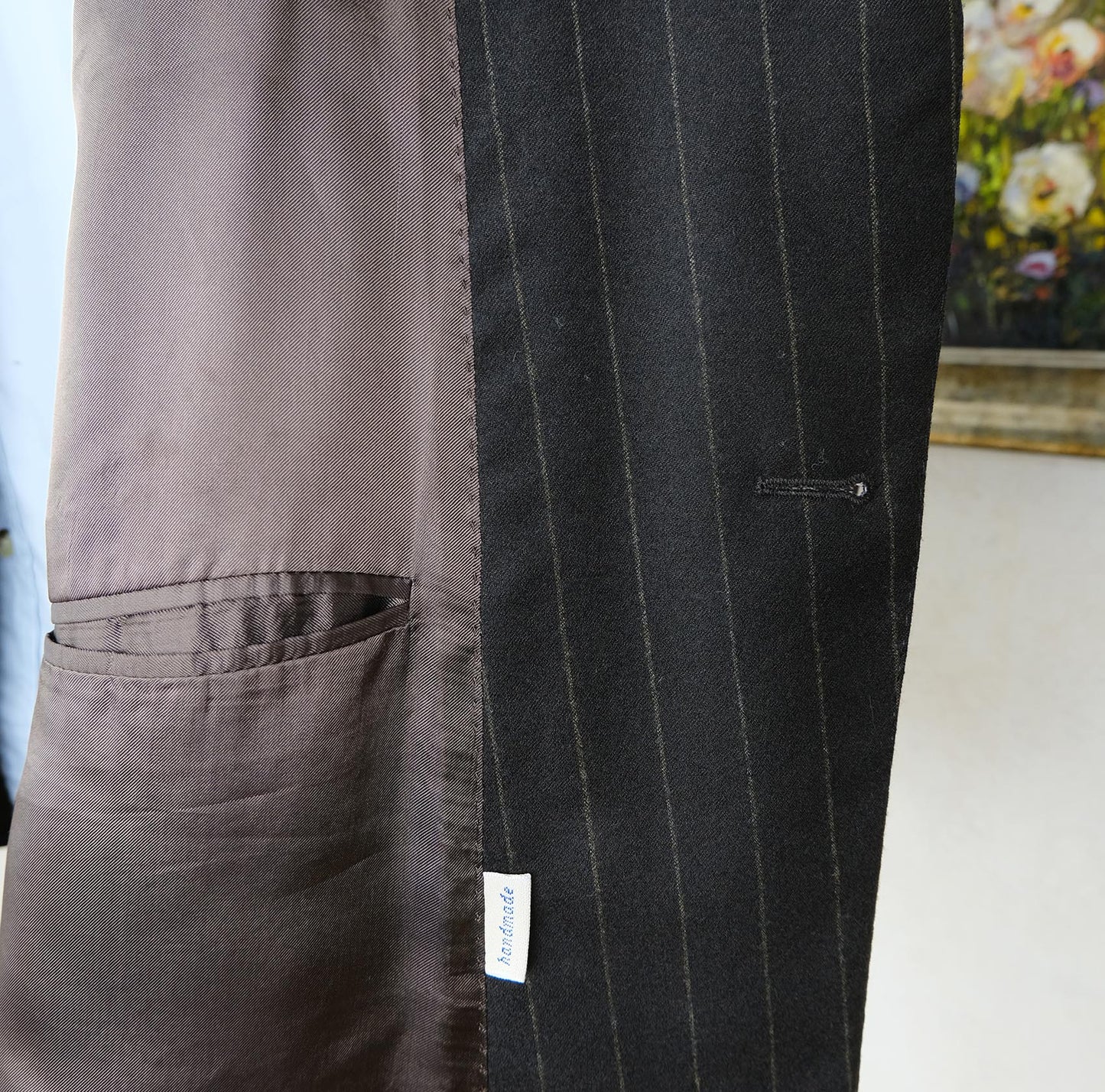 Braun Hamburg, brown stripe suit, size 44UK, hand made in Germany