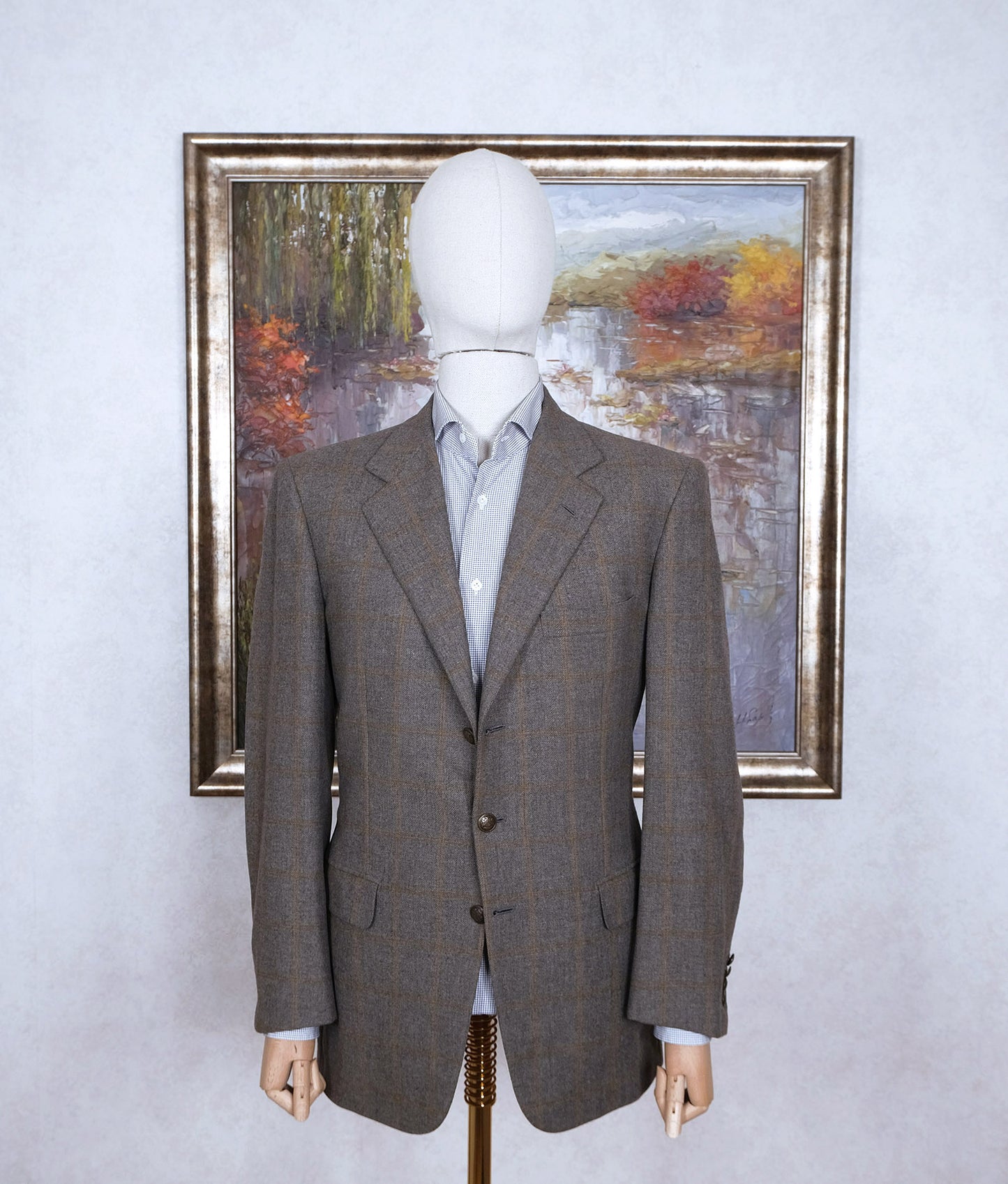 Brioni, grey handmade sports jacket, size 40UK, check pattern