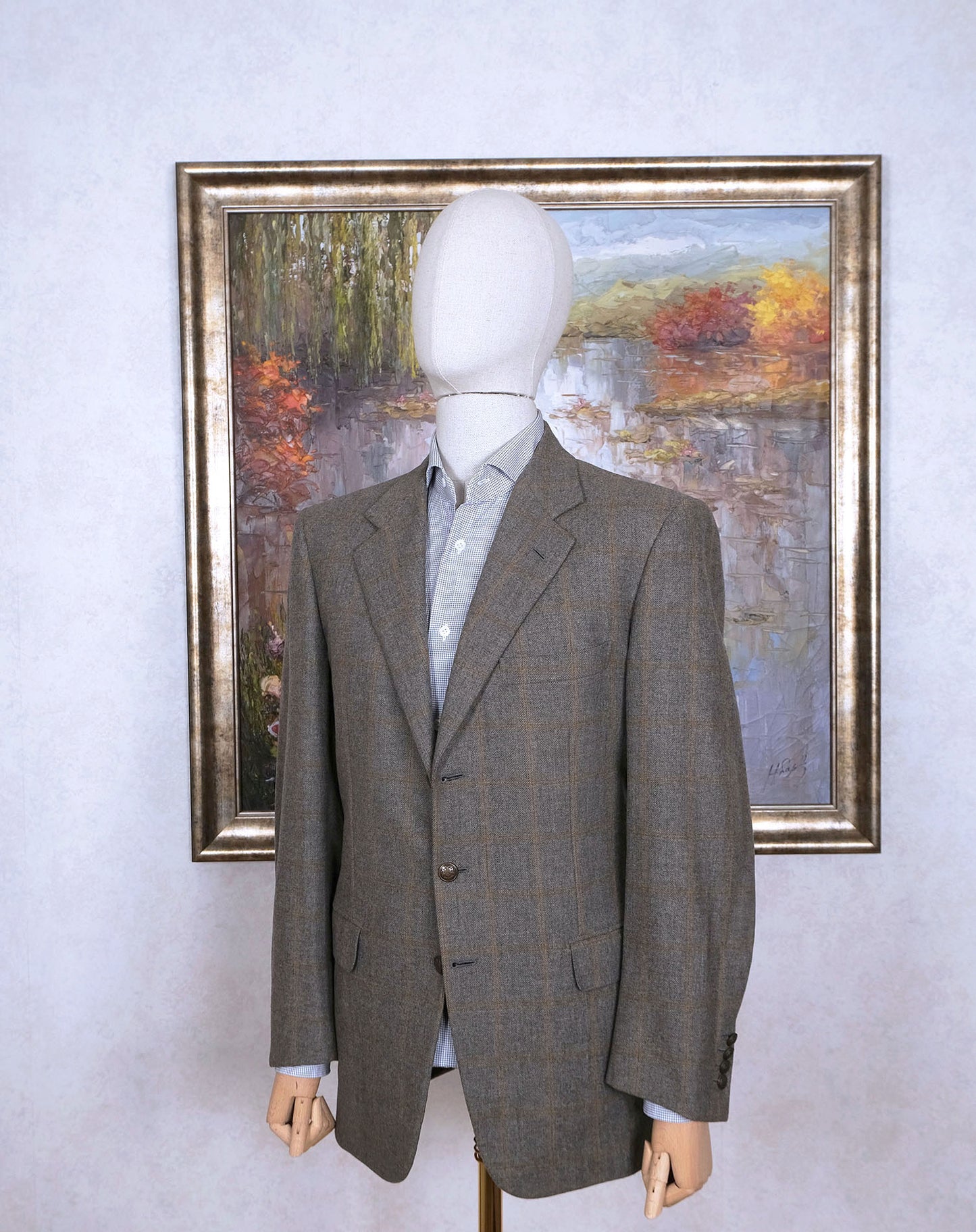 Brioni, grey handmade sports jacket, size 40UK, check pattern
