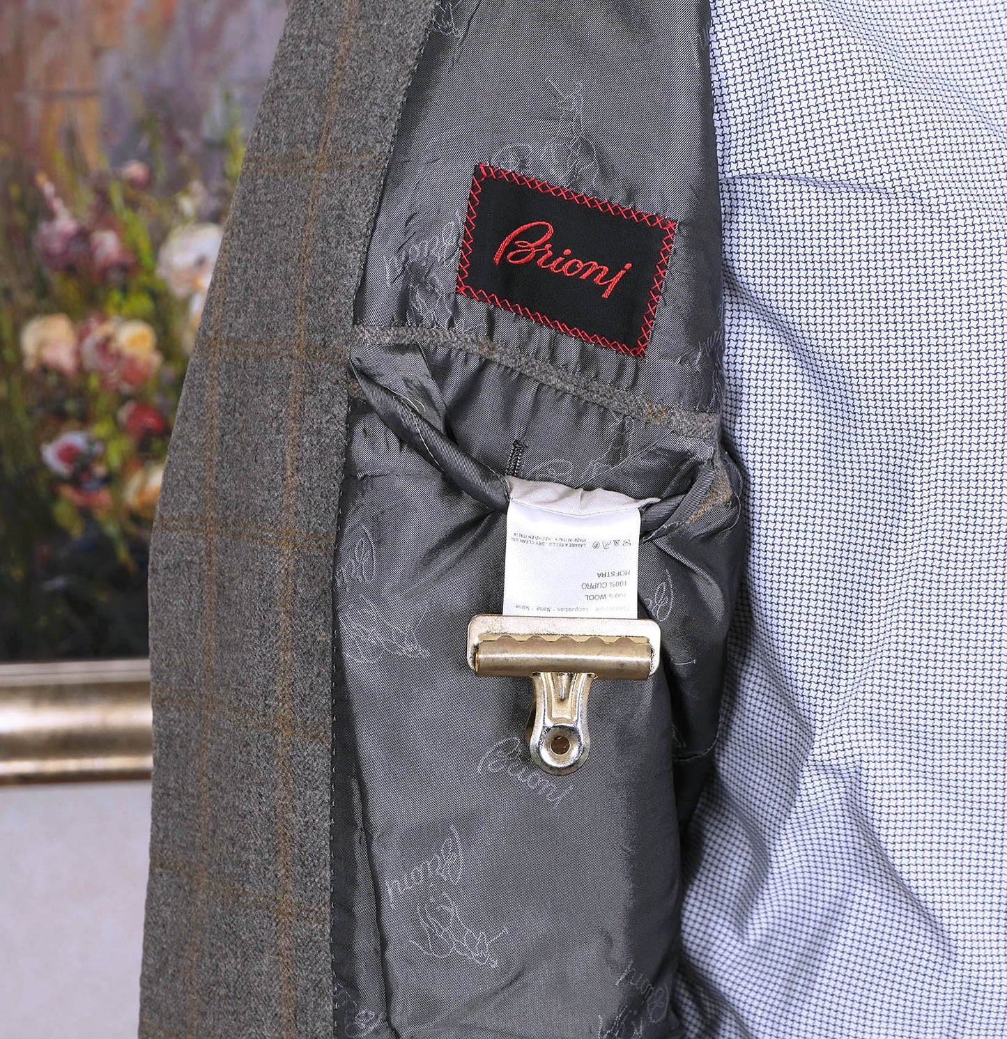 Brioni, grey handmade sports jacket, size 40UK, check pattern