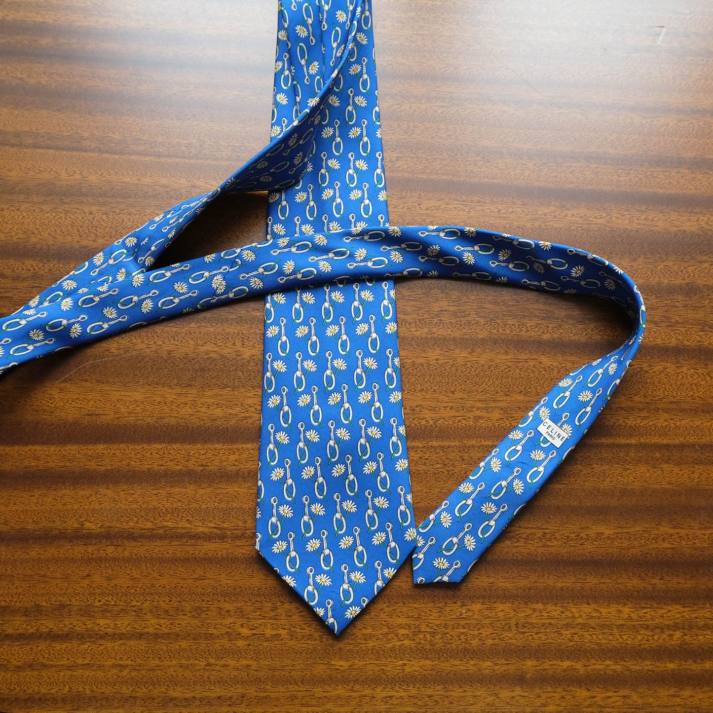 Celine, blue silk tie, made in Spain