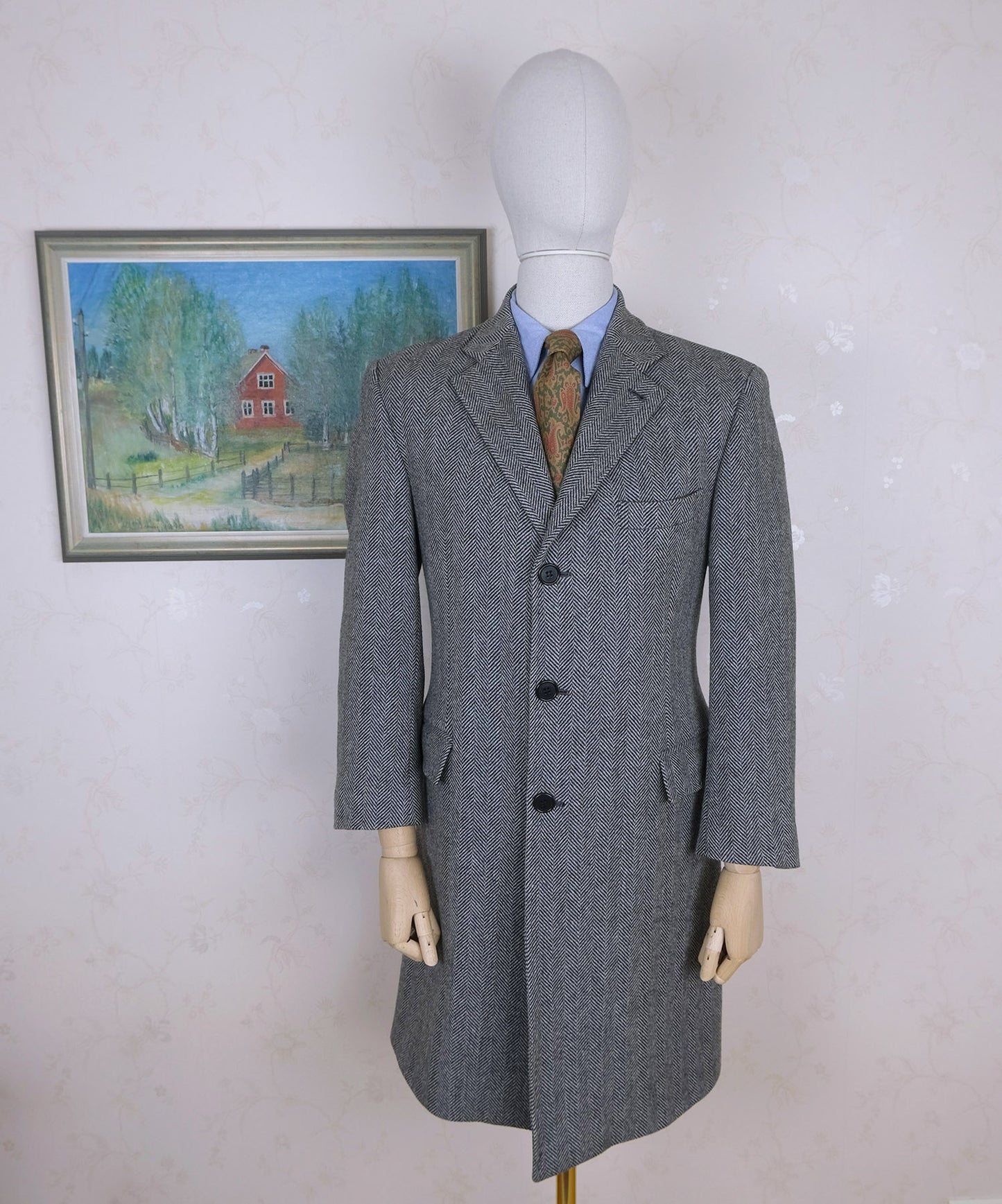 De Candia Torino, grey wool coat, size 50EU