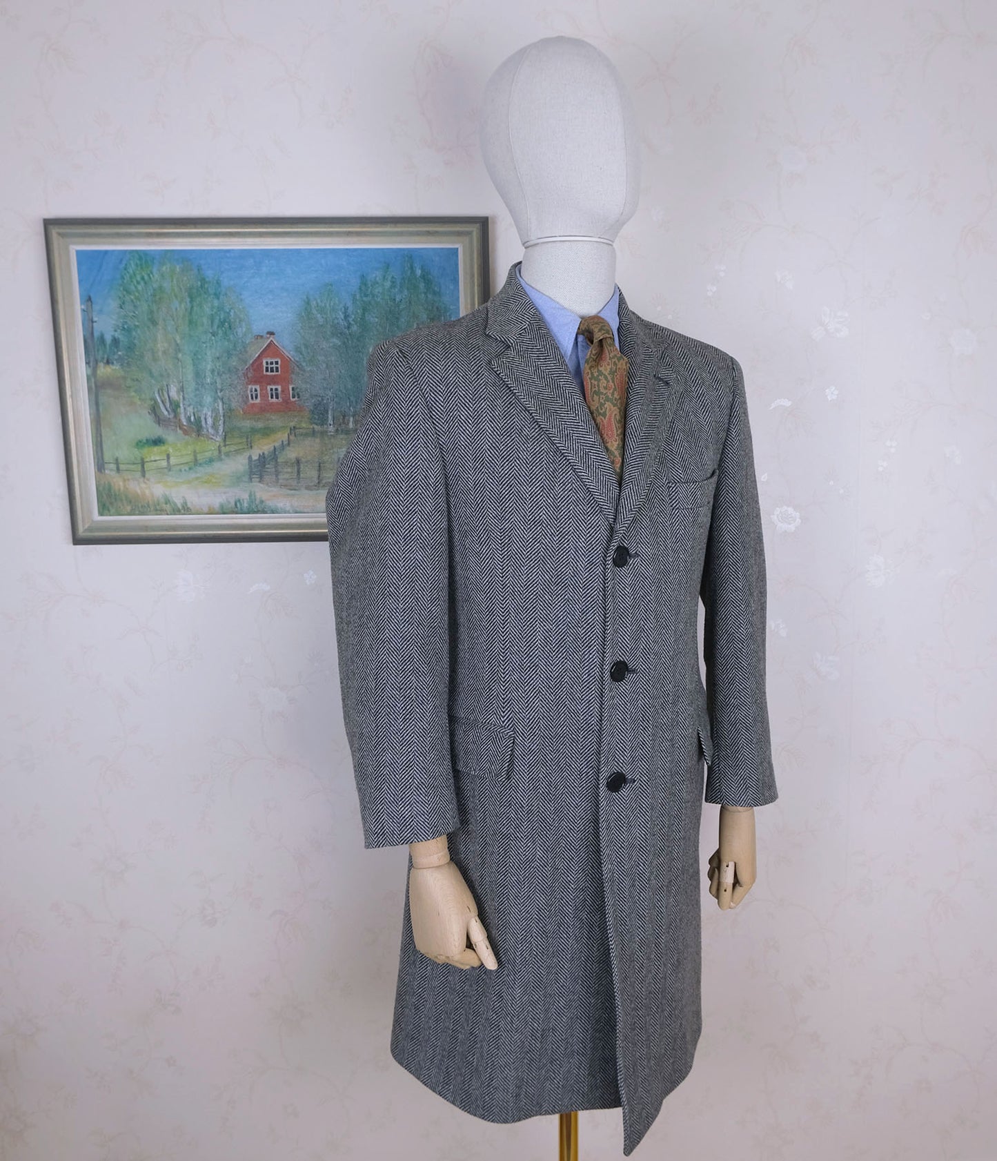 De Candia Torino, grey wool coat, size 50EU