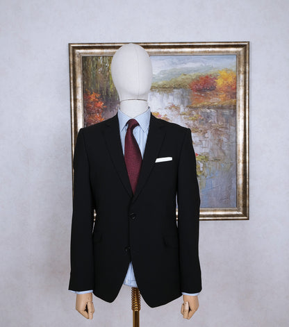 Felix W, black wool suit, size 40UK, cool wool