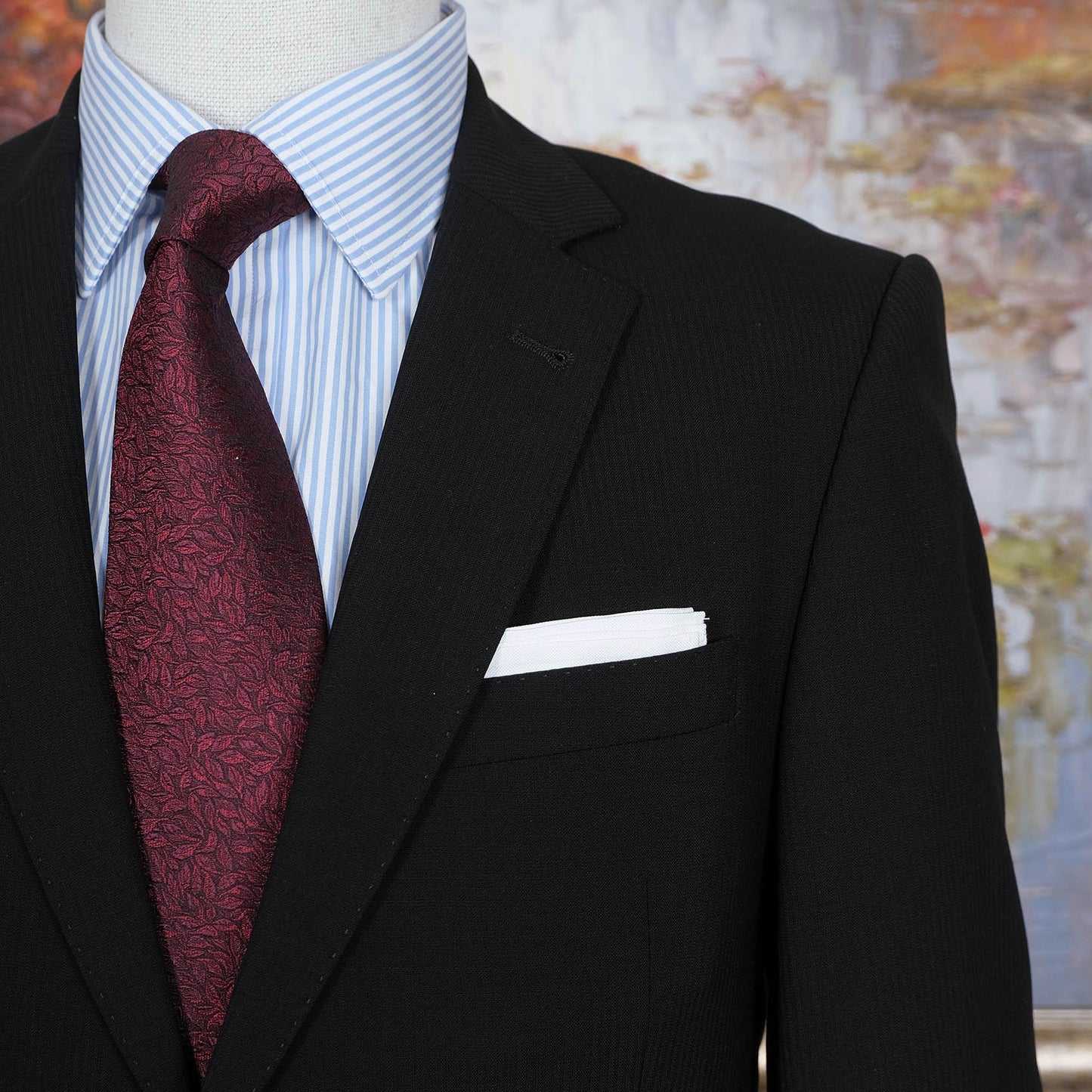 Felix W, black wool suit, size 40UK, cool wool
