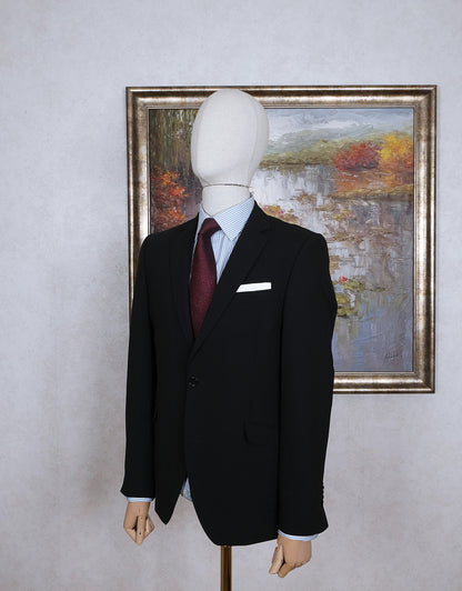 Felix W, black wool suit, size 40UK, cool wool