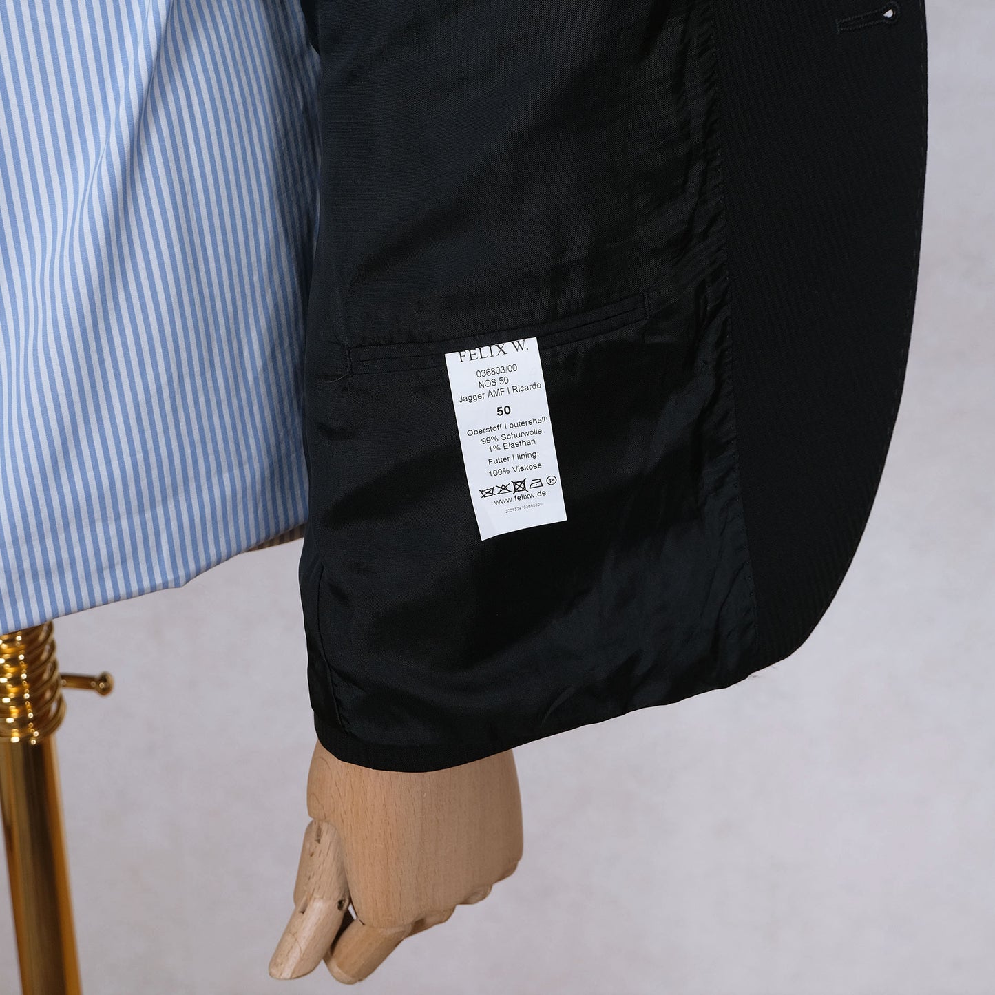 Felix W, black wool suit, size 40UK, cool wool
