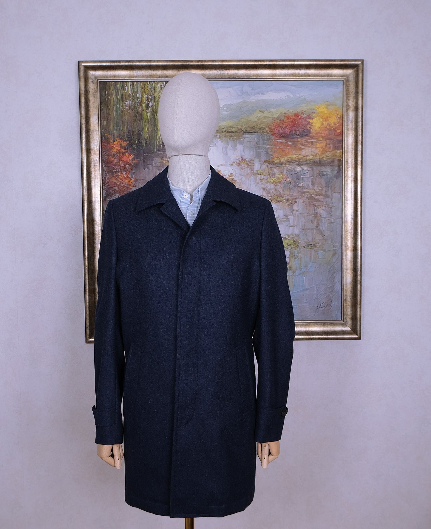 Hackett, tummansininen villakangastakki, koko 50, tikkivuori