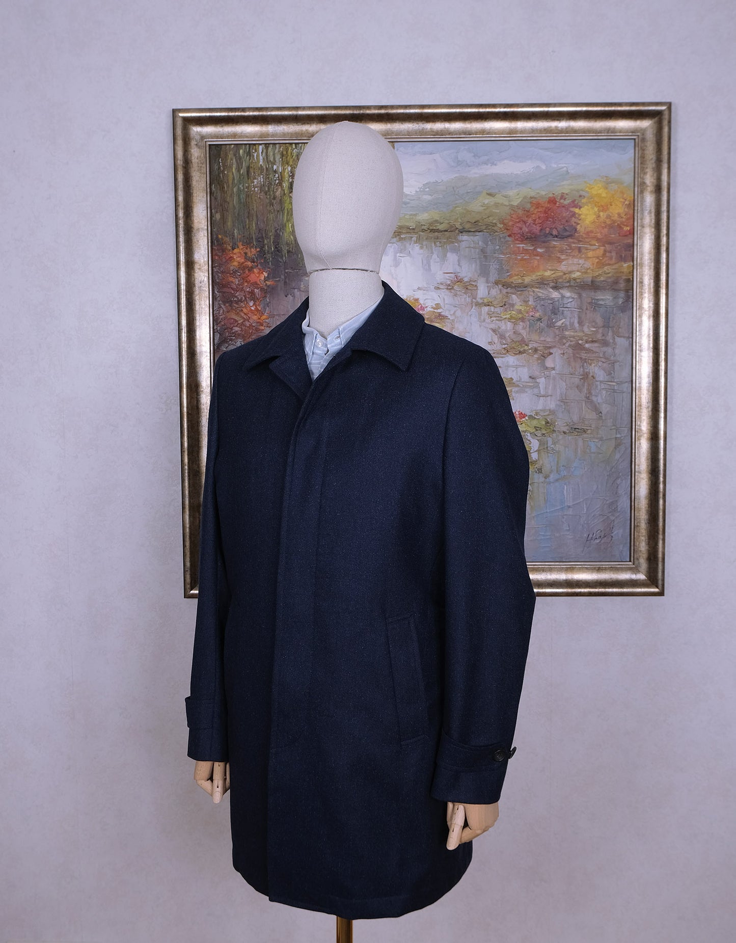 Hackett, tummansininen villakangastakki, koko 50, tikkivuori