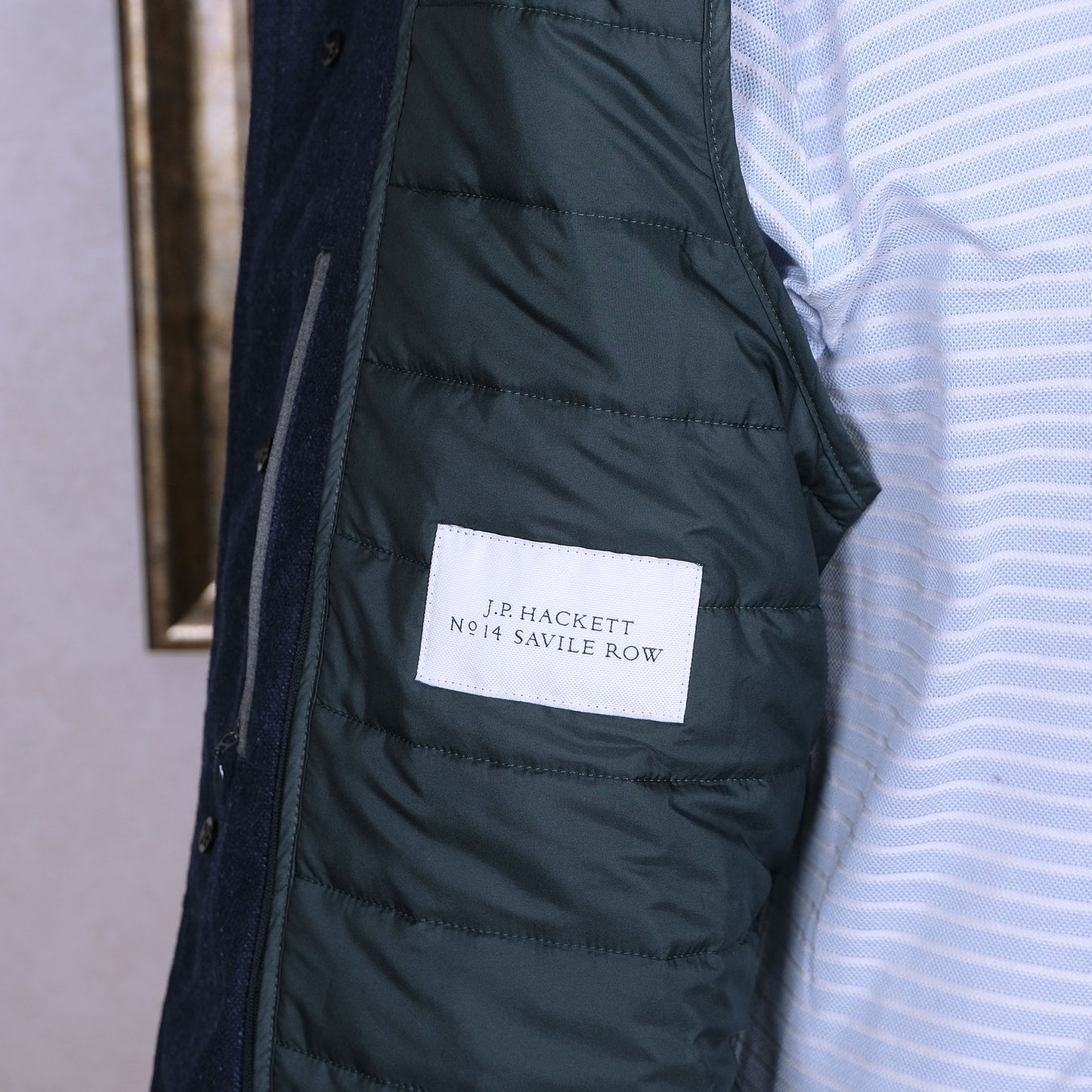 Hackett, tummansininen villakangastakki, koko 50, tikkivuori