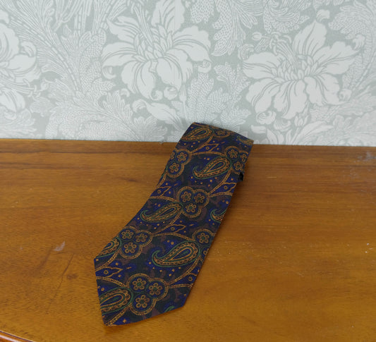 Lanvin, sininen solmio, paisley, tehty Ranskassa, villaa ja silkkiä