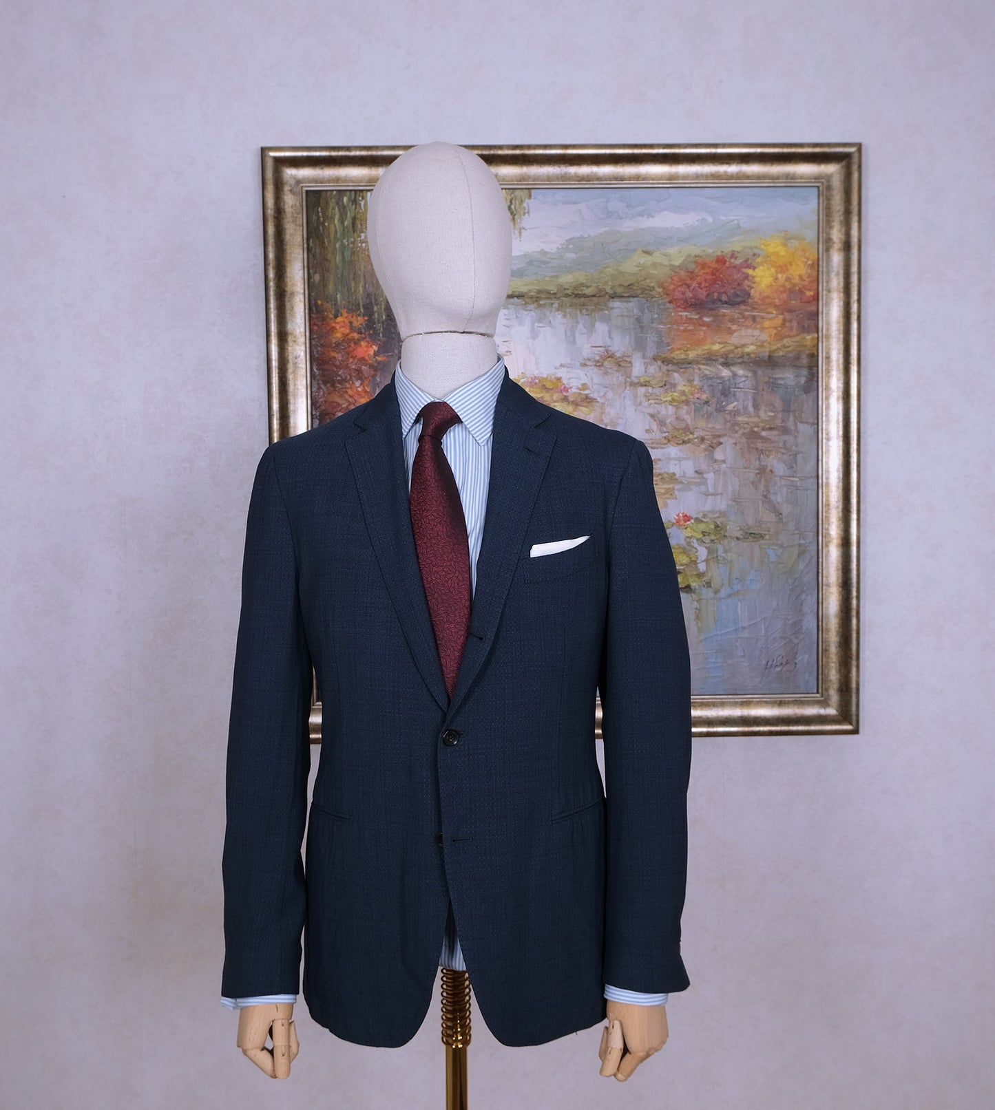 Lardini, blue suit, size 50, slim, diamond pattern
