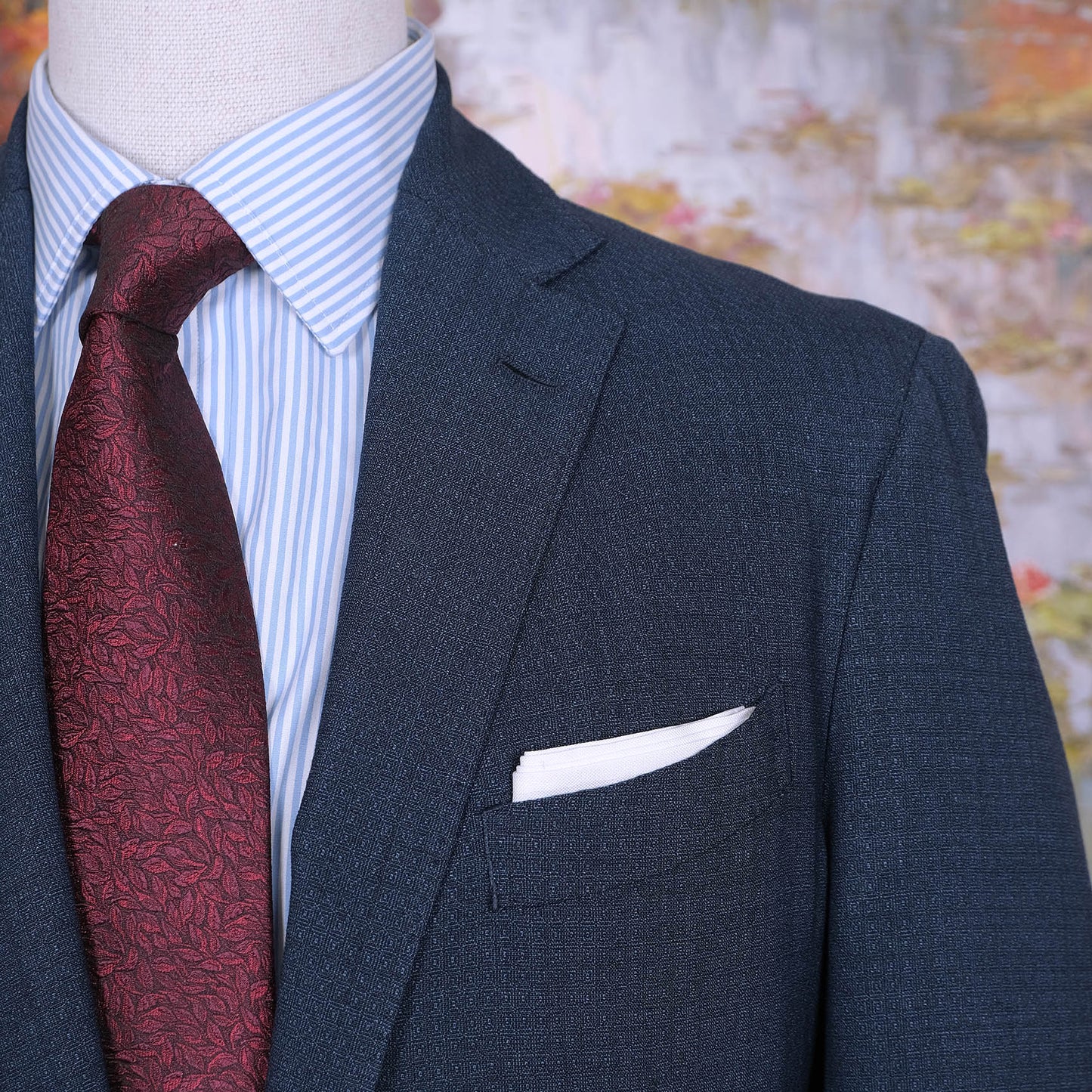 Lardini, blue suit, size 50, slim, diamond pattern