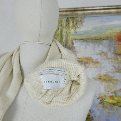 Peregrine, cream aran polo jumper, size M, slim