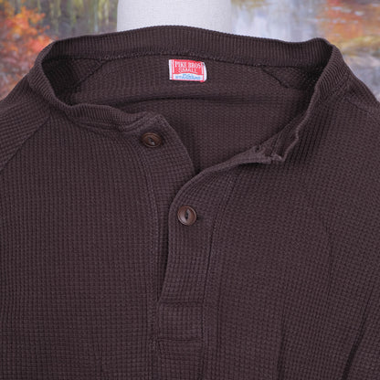 Pike Brothers, brown henley shirt, size S, waffle knit