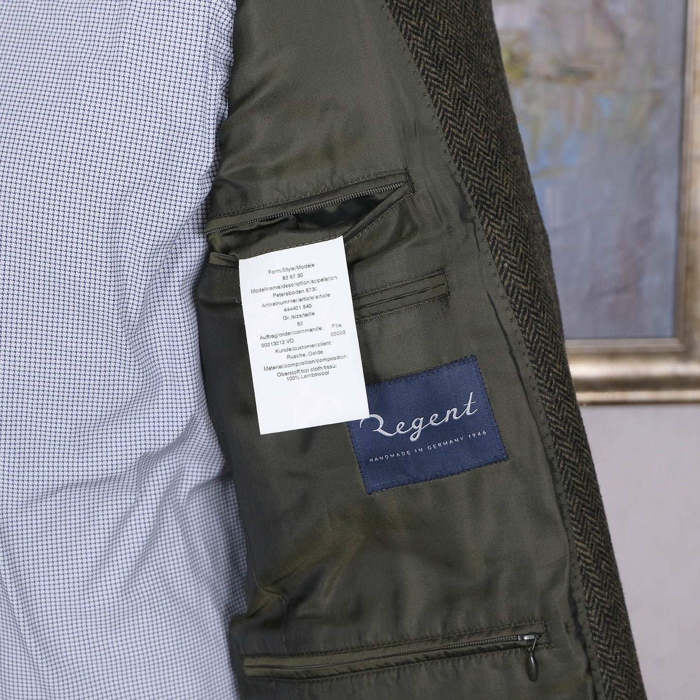 Regent Handtailored, vihreä tweedtakki, koko 52, tehty Saksassa