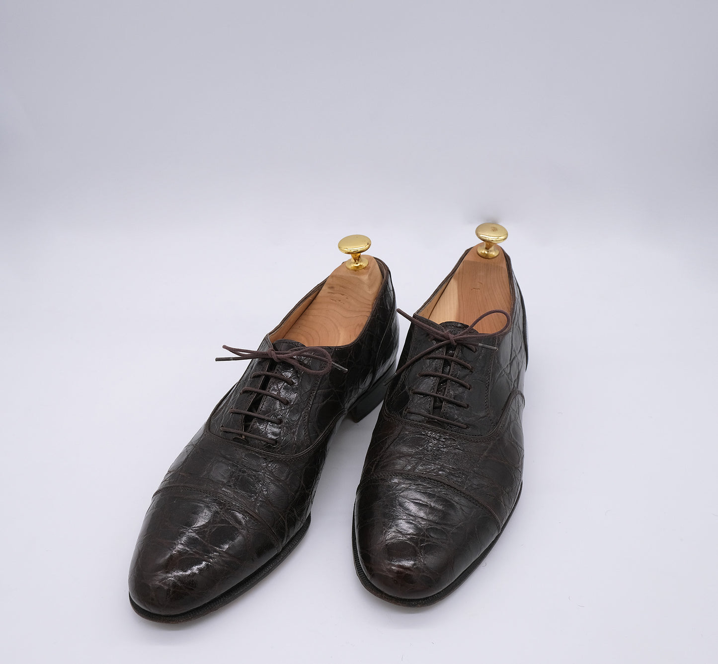 Salvatore Ferragamo, ruskeat oxford-kengät, koko 41, krokotiilinnahkaa