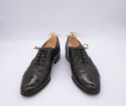 Salvatore Ferragamo, ruskeat oxford-kengät, koko 41, krokotiilinnahkaa