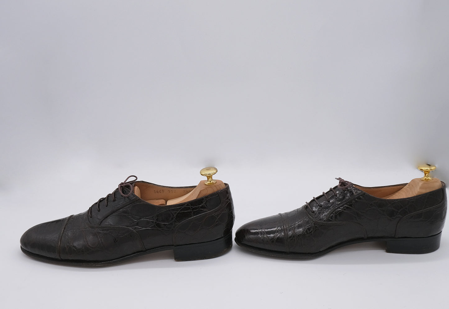 Salvatore Ferragamo, ruskeat oxford-kengät, koko 41, krokotiilinnahkaa