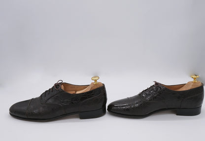 Salvatore Ferragamo, ruskeat oxford-kengät, koko 41, krokotiilinnahkaa