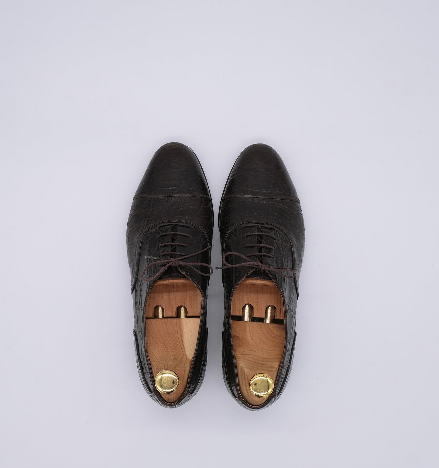 Salvatore Ferragamo, ruskeat oxford-kengät, koko 41, krokotiilinnahkaa