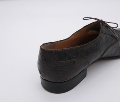 Salvatore Ferragamo, ruskeat oxford-kengät, koko 41, krokotiilinnahkaa