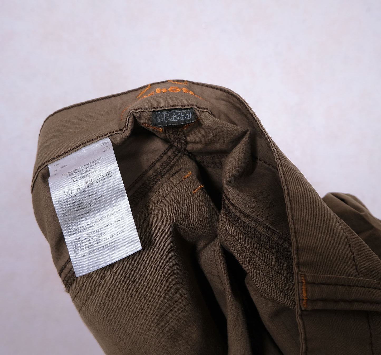 Schöffel, brown hiking trousers, size 38'', cotton