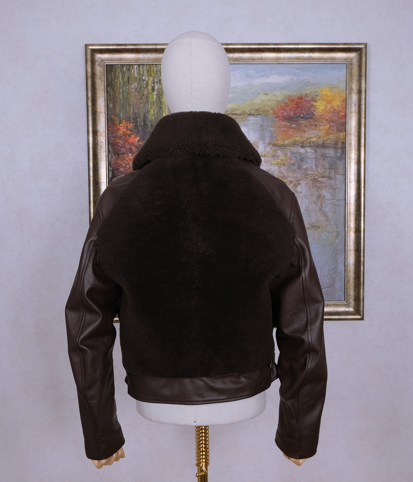 Simon James Cathcart, ruskea nahkatakki, koko L, repro