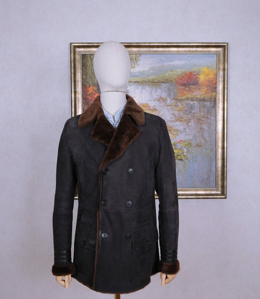 Verri, ruskea kelsitakki, koko 50, lyhyempi helma, kelsiturkki