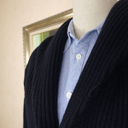 William Lockie, navy blue cardigan, size L, geelong